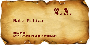 Matz Milica névjegykártya